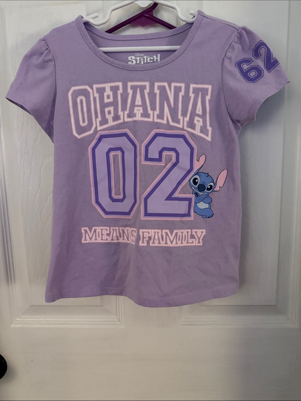 Disney Lavender 'Ohana 02' Short Sleeve Tee with Stitch